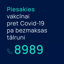 Pieteikties vakcinācijai pret Covid-19 pa tālruni 8989