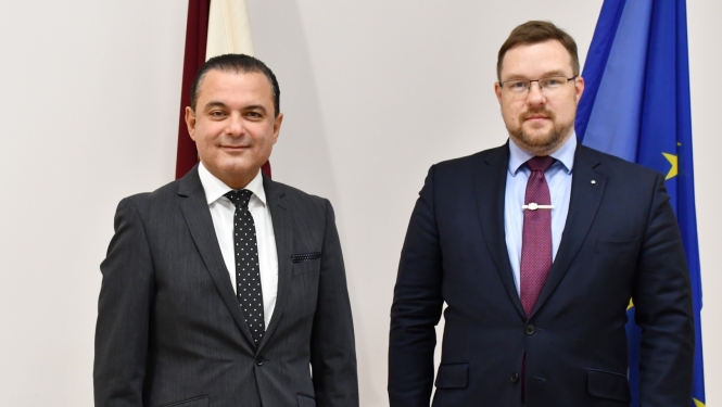 Veselības ministrs Hosams Abu Meri tiekas ar Latvijas Republikas pastāvīgās pārstāves Eiropas Savienībā vietnieku, vēstnieku Mārtiņu Kreitu