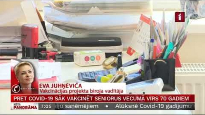 Vakcinācijas projekta biroja vadītājas Evas Juhņēvičas saruna LTV par senioru vakcināciju