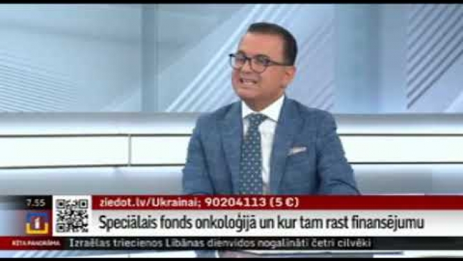 Veselības ministra Hosama Abu Meri saruna LTV "Rīta Panorāma" par speciālo fondu onkoloģijā, u.c.
