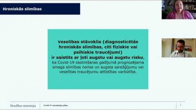 Veselības nozares eksperti par prioritārās grupas – iedzīvotāji ar hroniskām saslimšanām – atvēršanu