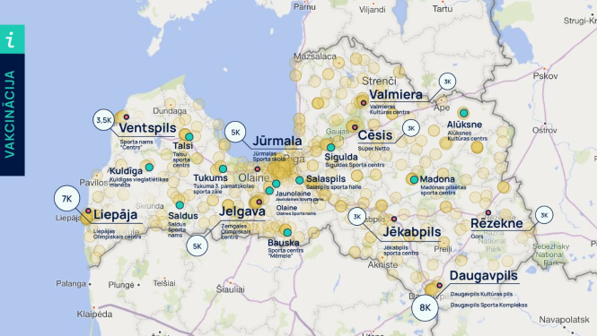 Vakcinācijas centri Latvijā