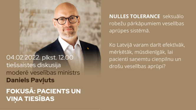Veselības ministrs Daniels Pavļuts vadīs ekspertu diskusiju “Fokusā: pacients un viņa tiesības”
