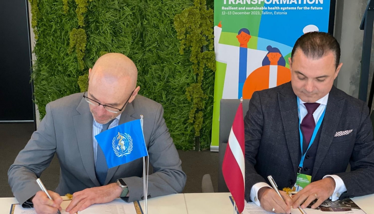 Hosams Abu Meri Latvijas valsts vārdā paraksta sadarbības stratēģiju ar Pasaules Veselības organizāciju.