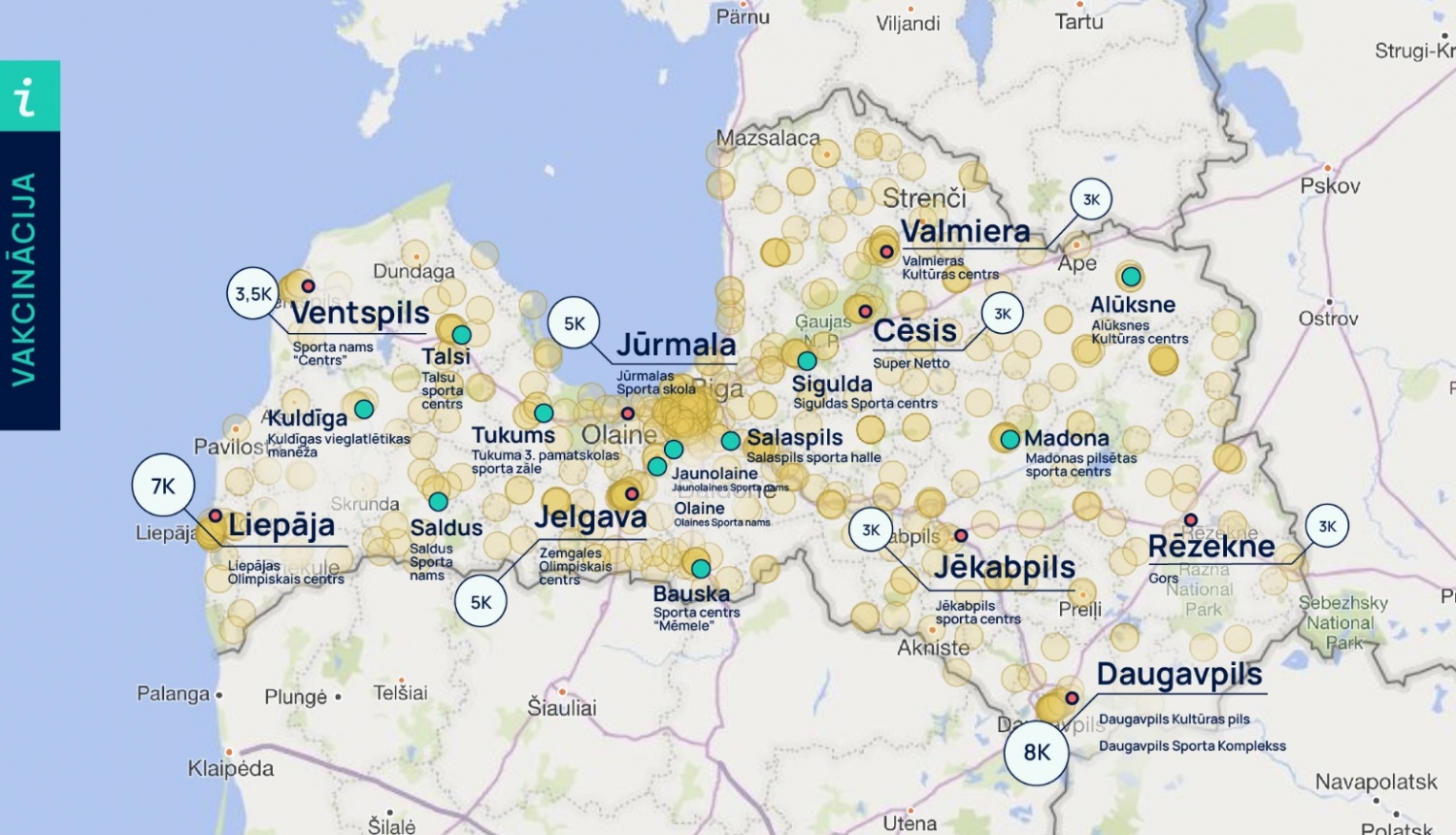 Vakcinācijas centri Latvijā